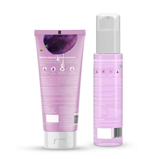 PLIX The Plant Fix - Jamun Active Acne Regime With Cleanser & Toner To Unclog Pores & Reduce Acne