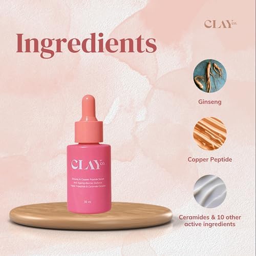 ClayCo Ginseng & 2% Copper Peptide Power Serum | Collagen-Boost, Barrier-Repair & Skin Renewal Serum | 30 ml