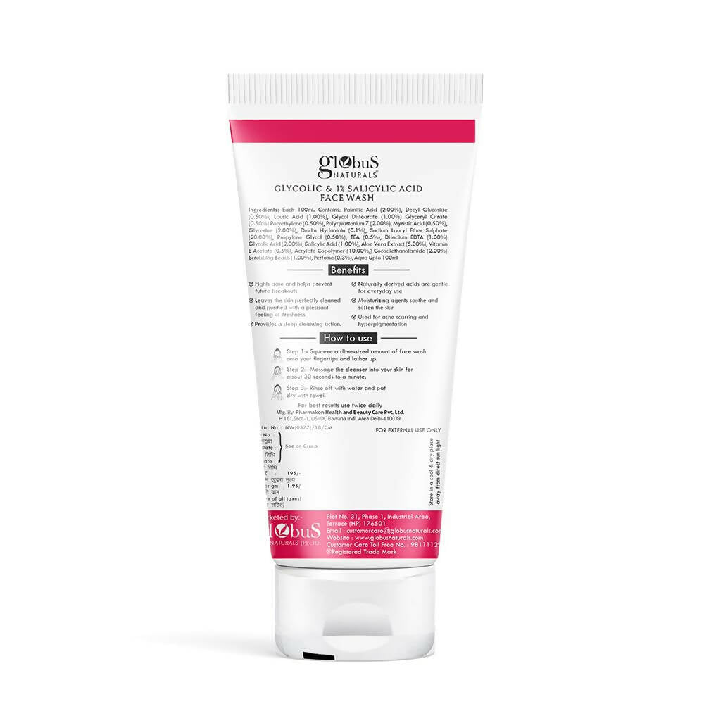 Globus Naturals Pimple Clear Glycolic & Salicylic Acid Face Wash