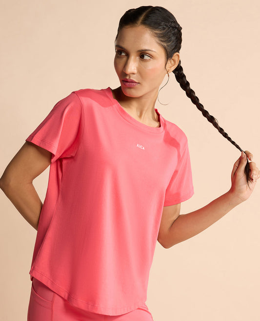 Women Solid Cotton Essential Top Apple