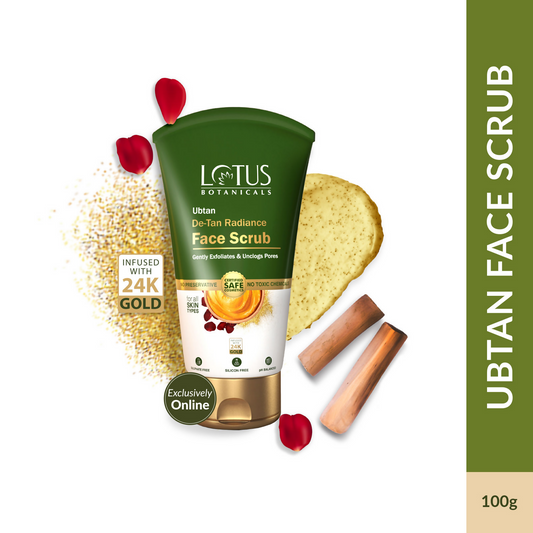 Lotus Botanicals Ubtan De-Tan Radiance Face ScrubInfused with 24K Gold For Gentle Exfoliation