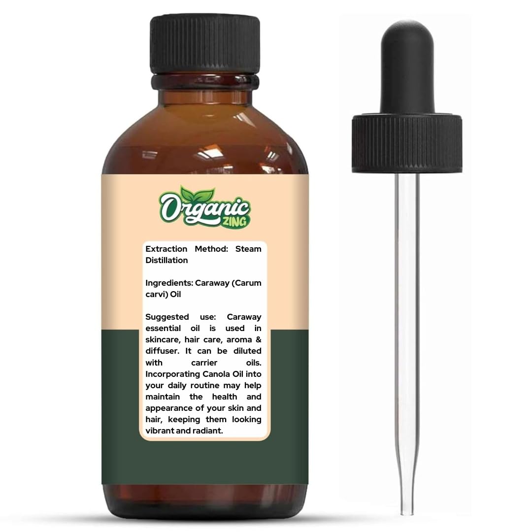 Organic Zing Caraway (Carum carvi) Oil | Pure & Natural Essential Oil for Skincare, Hair Care, Aroma & Diffuser