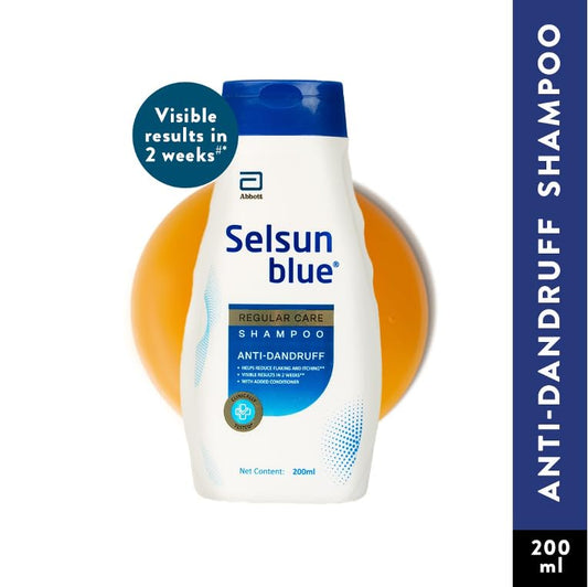 Selsun Blue Regular Care Shampoo for Men and Women with Added Conditioner, Helps Reduce Flaking and Itching, Control Dandruff, 200 ml (Pack of 1)