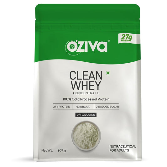 OZiva Clean Whey Coffee Protein Powder, 2 lbs (907g) | 26g Protein per scoop | 100% Cold-Processed, Microfiltered for Better Absorption | Supports Muscle Recovery