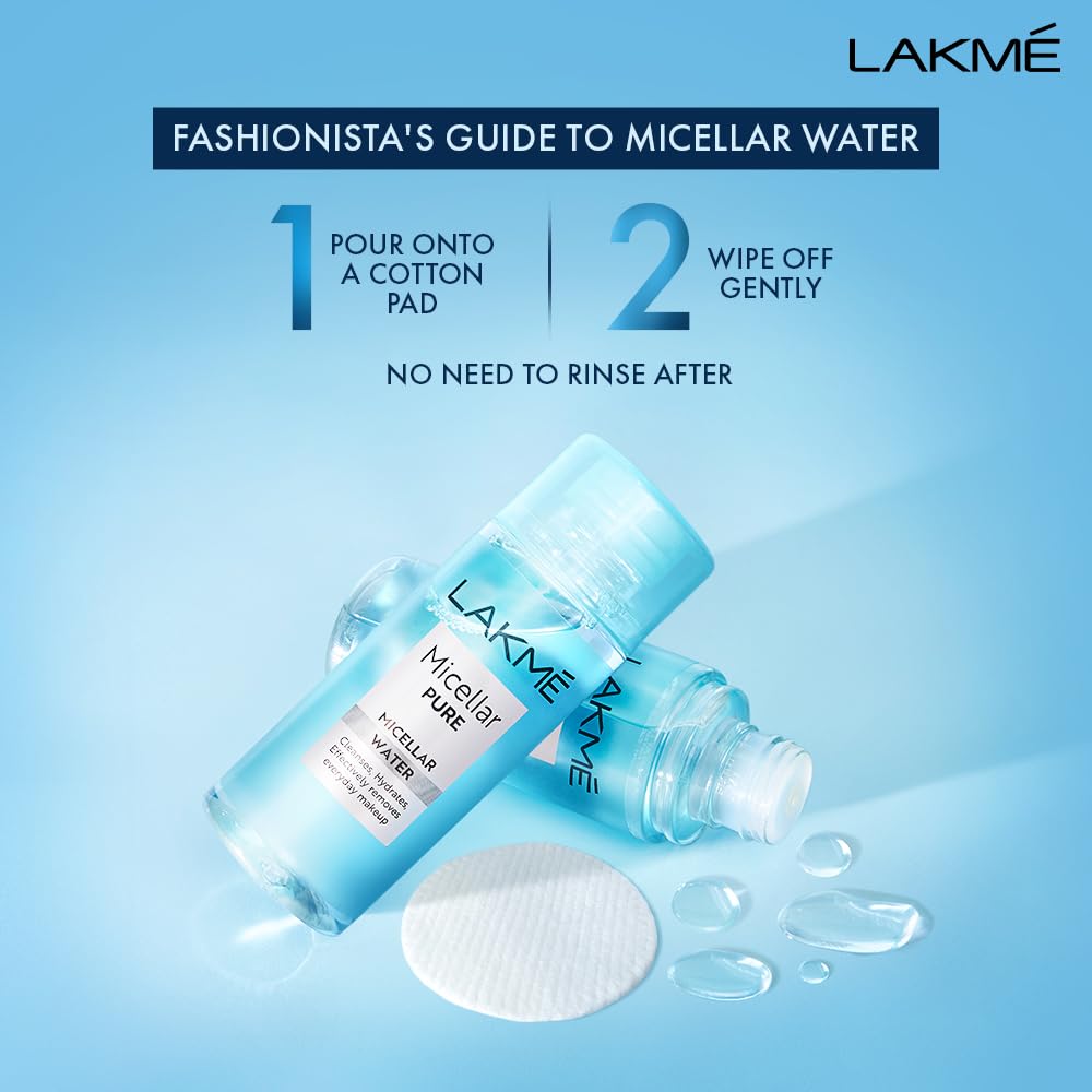 Lakme Micellar Water: Hydrating & Soothing Face Cleanser | Gentle Makeup Remover, Micellar Cleansing Water 200ml