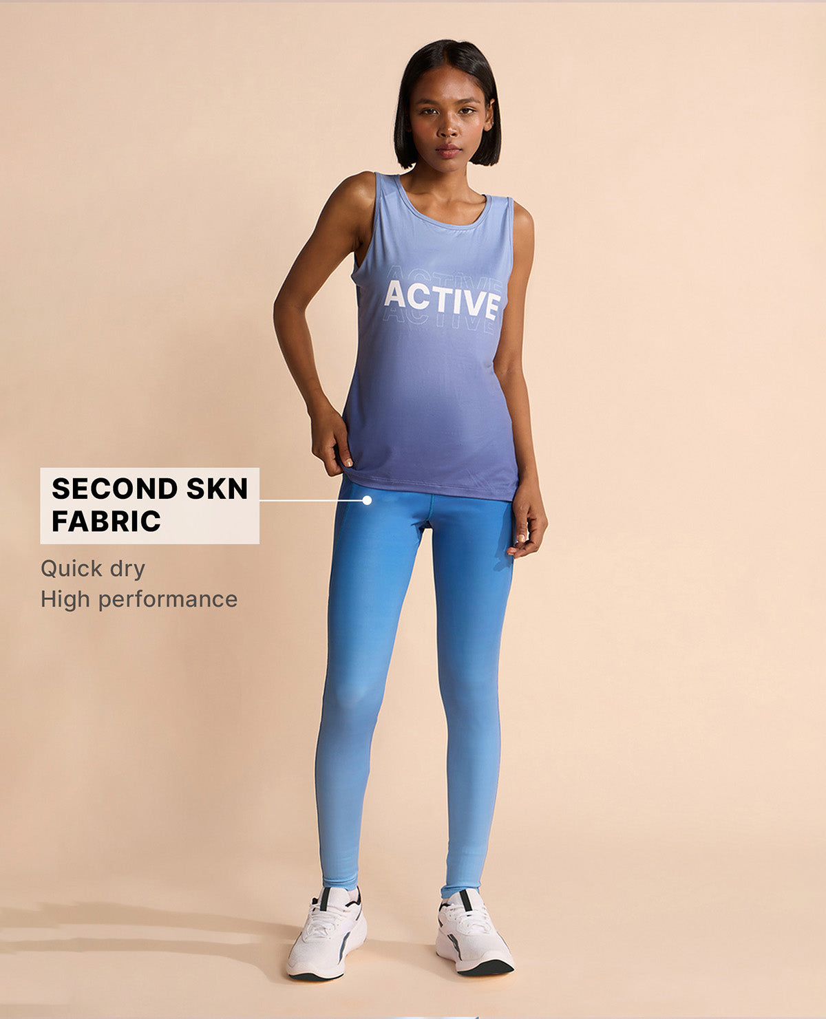 High Waisted Stretchable Leggings Ombre Blue