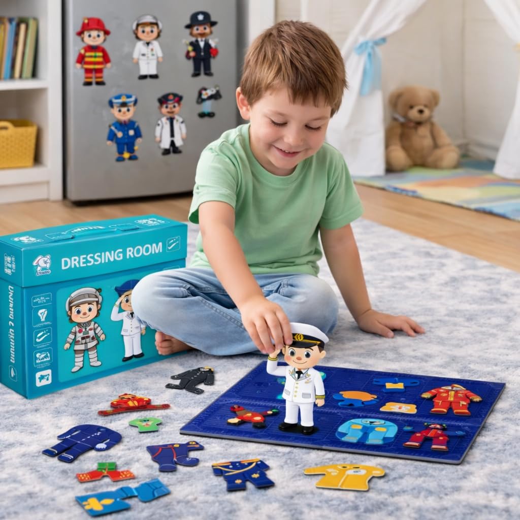 Storio Magnetic Dressing Room Toy for Kids | Montessori Educational Magnetic Box Puzzle Game for Boys & Girls Age 2 3 4 Years | Pretend Play Dress Up Learning Toy | Fun Creative Activity for Toddlers