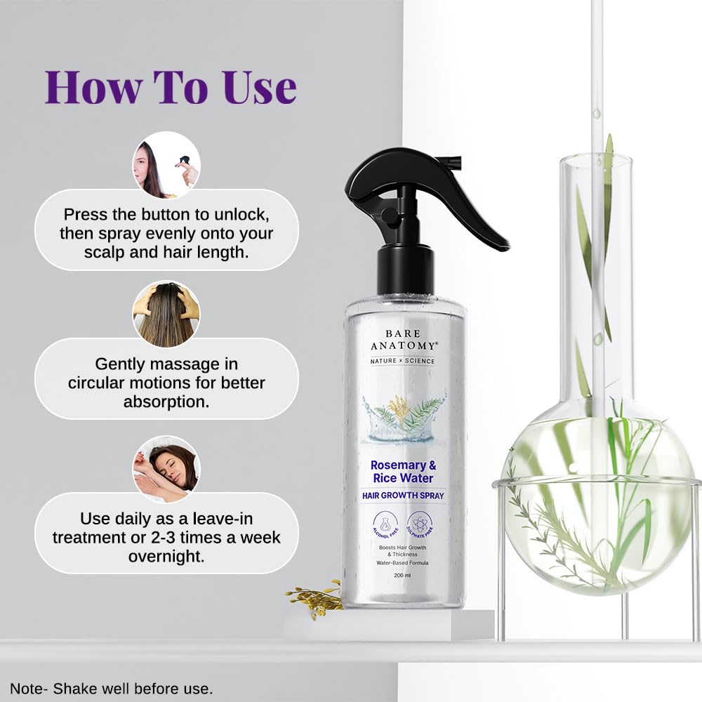 Rosemary Rice Water Hair Spray for Growth & Shine 200ml