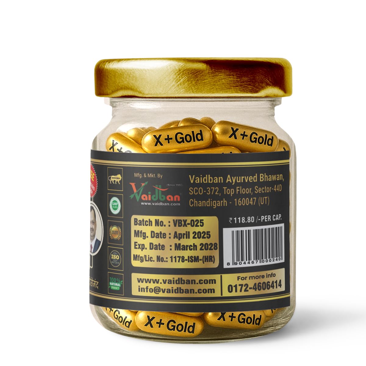 Vaidban X Plus Gold Capsules - Luxury Ayurvedic Vitality Boost (30 Free)