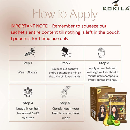 Kokila Unisex Hair Color Shampoo Enriched With Almond Oil In Just 5 Minute, Long