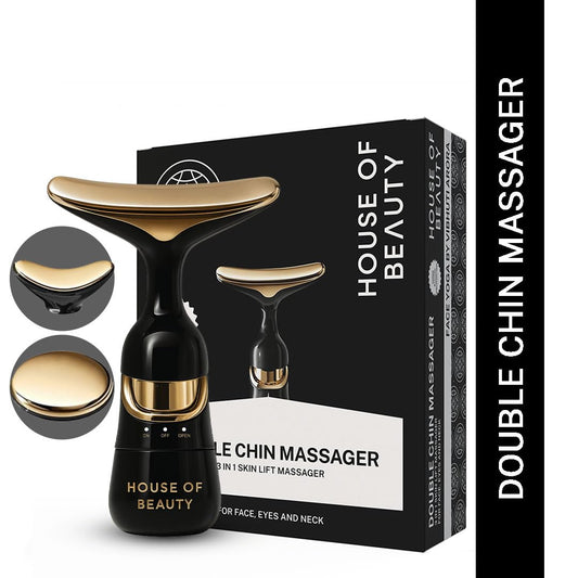 House of Beauty Double Chin Massager for Women & Men |3 in 1 Face& Jawline Lifting, Eye Puffiness, Skin Tightening | 10,000 Vibrations/Min | Anti-Ageing Face Sculpting Tool | Portable & Rechargeable