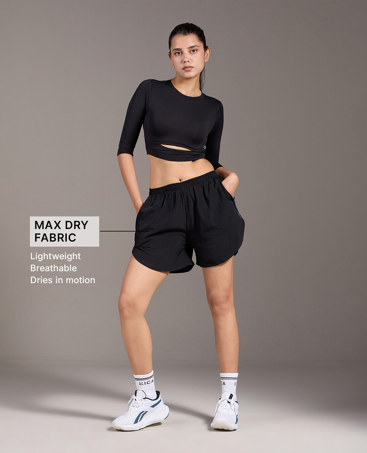Kica Quick Dry Running Shorts Black