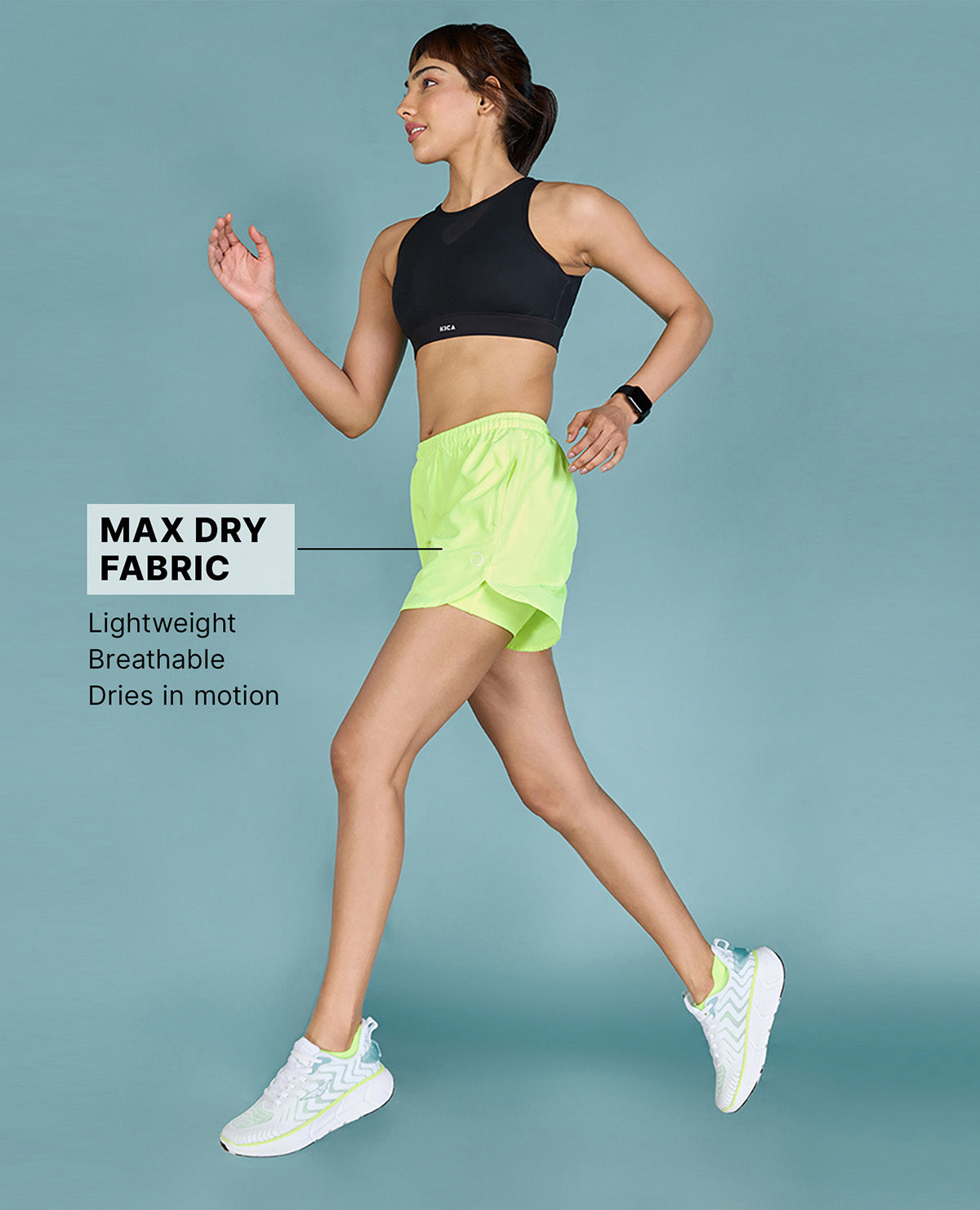 Kica Quick Dry Running Shorts Neon