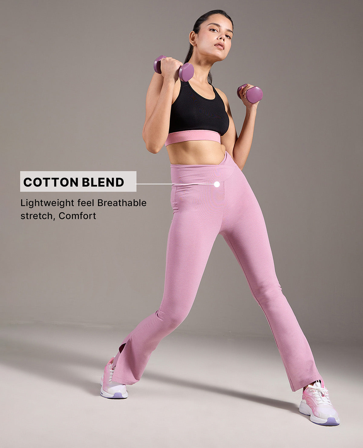 Kica Criss Cross Cotton Flare Comfort Pants Pink