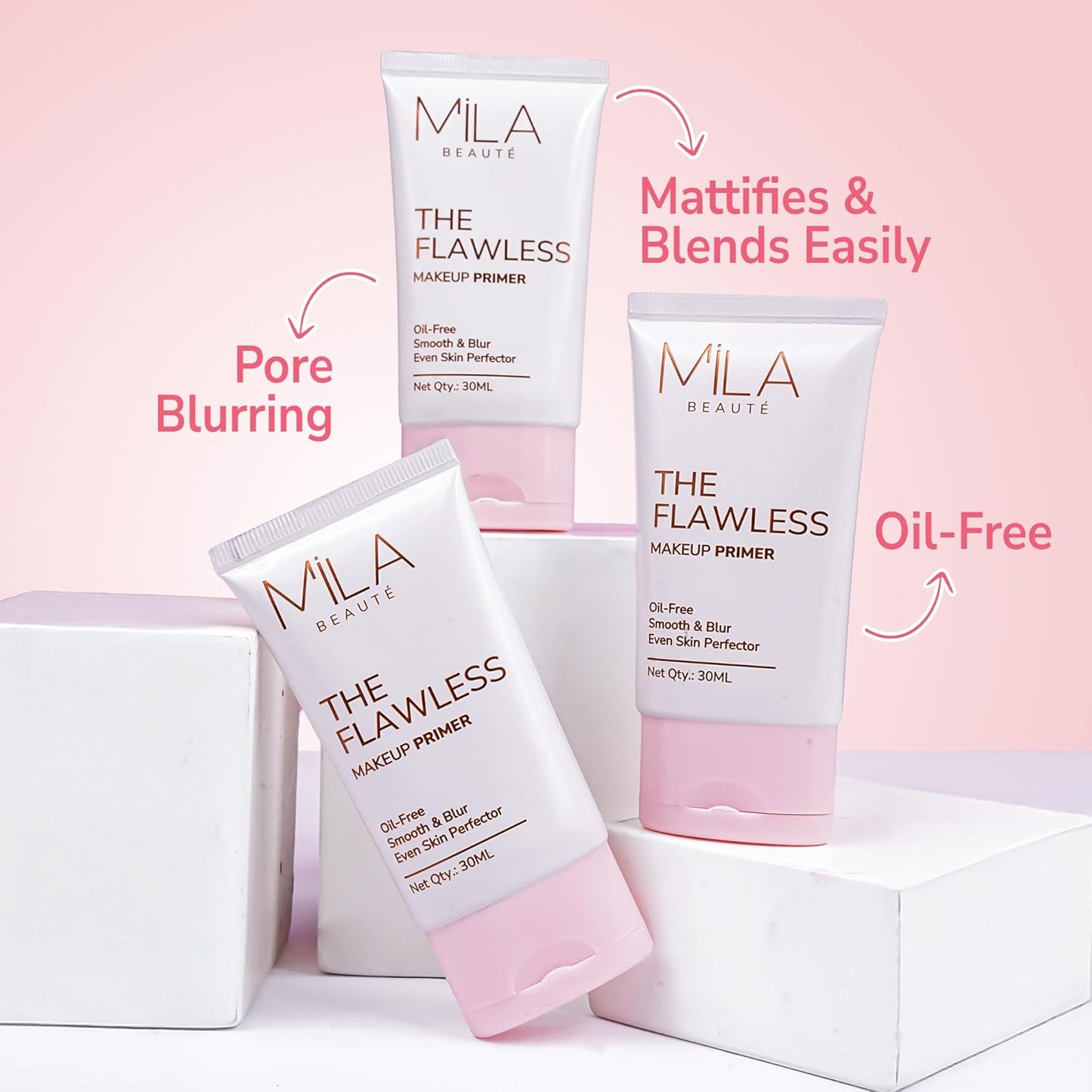 Mila Beauté Oil-Free Makeup Primer with Vitamins A & E, Matte Finish, 30ml