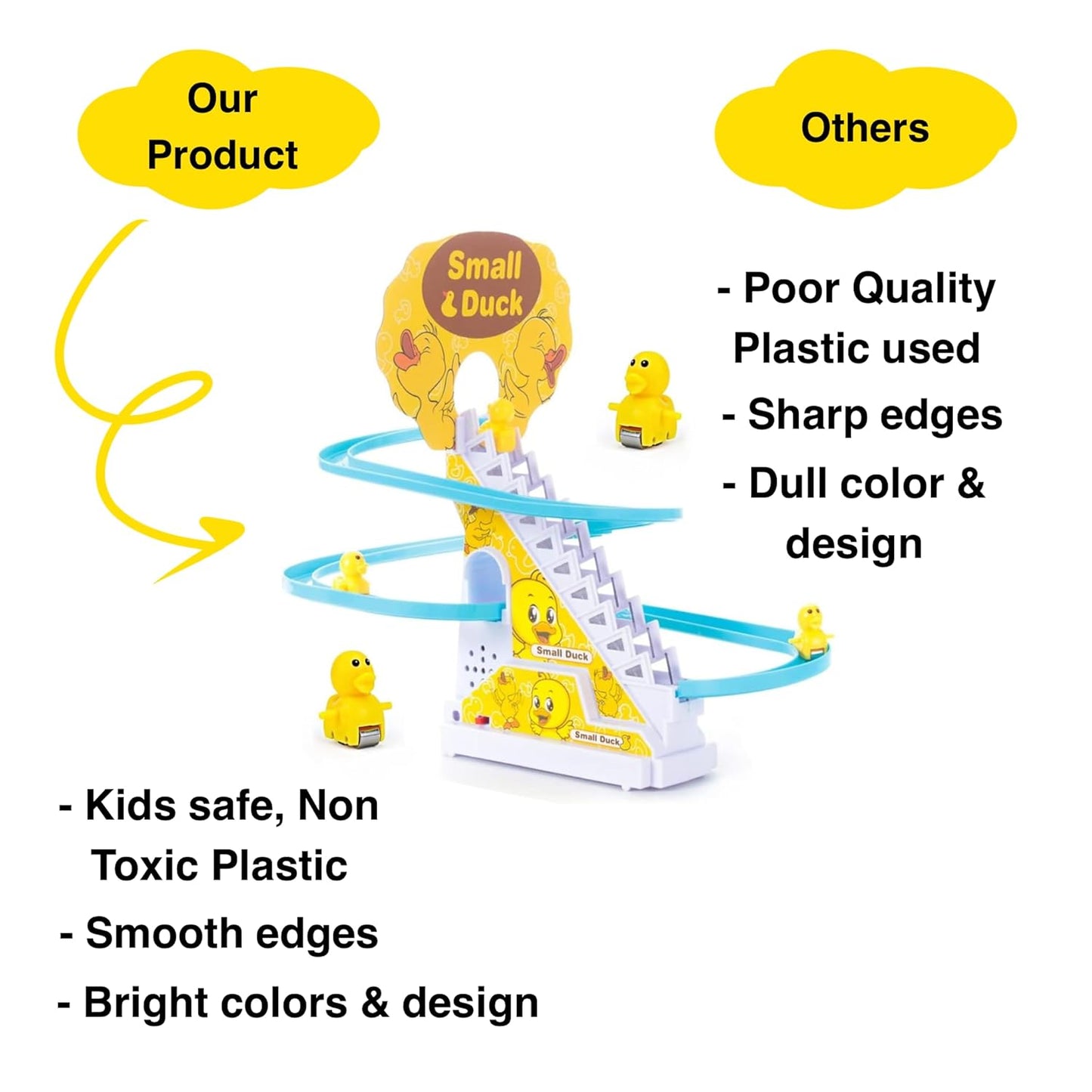 SNAPTRON Duck Slide Toy Set | Musical Toys for Kids| Duck Toy for Kids | Light & Sound Toys |Small Duck Climbing Stairs Toy| Birthday Gifts for Boys and Girls 3+ Years