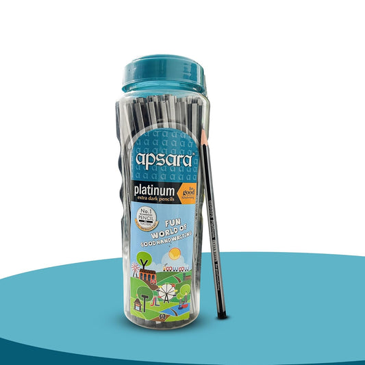 Apsara Platinum Pencil Jar, Smooth Writing & Non-slip Grip, Quality Wood, Easy Sharpening, Convenient for Students, Professionals (Pack of 50)