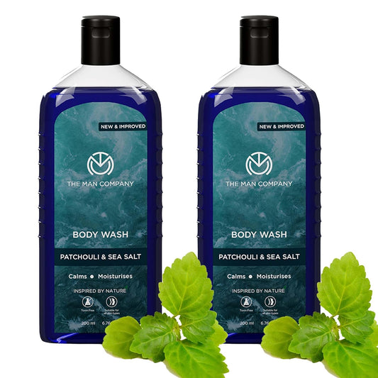 The Man Company Patchouli & Sea Salt Perfumed Body Wash For Men - 200 Ml | Shower Gel For Deep Moisturization & Smooth Skin | Enriched With Green Tea, Turmeric & Moringa Extract