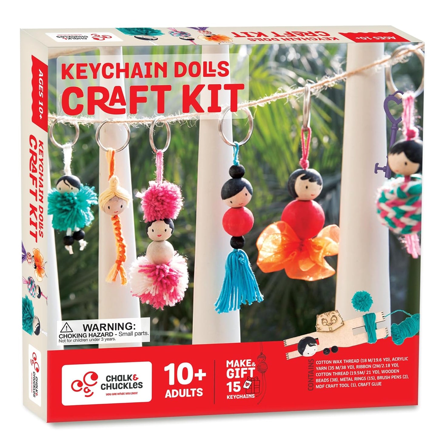 Chalk and Chuckles Keychain Dolls – Art and Craft Kit for Girls 9–12, Make 15 DIY Keychains, Creative Activity Toy, Gift for Kids Ages 8+, Teens, Adults, Perfect for Birthdays