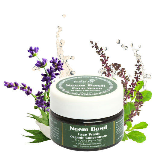 Rustic Art Neem Basil Face Wash Concentrate | Acne & Pimple Control | Deep Cleansing 3X Long Lasting Gel | Organic & Herbal | Sulphate & Paraben Free | Best for Oily & Acne-Prone Skin | 50g