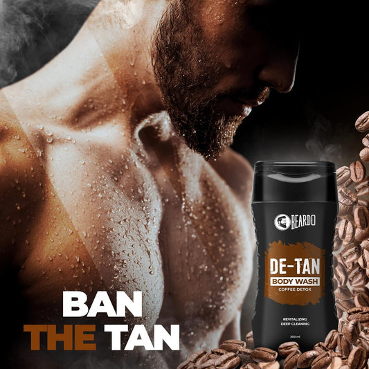 Beardo De-Tan Body Wash for Men, 200ml | Tan Removal and Caffeine Body Wash | Detan With Coffee & Aloe Extracts | For Body & Face | Refreshing Fragrance