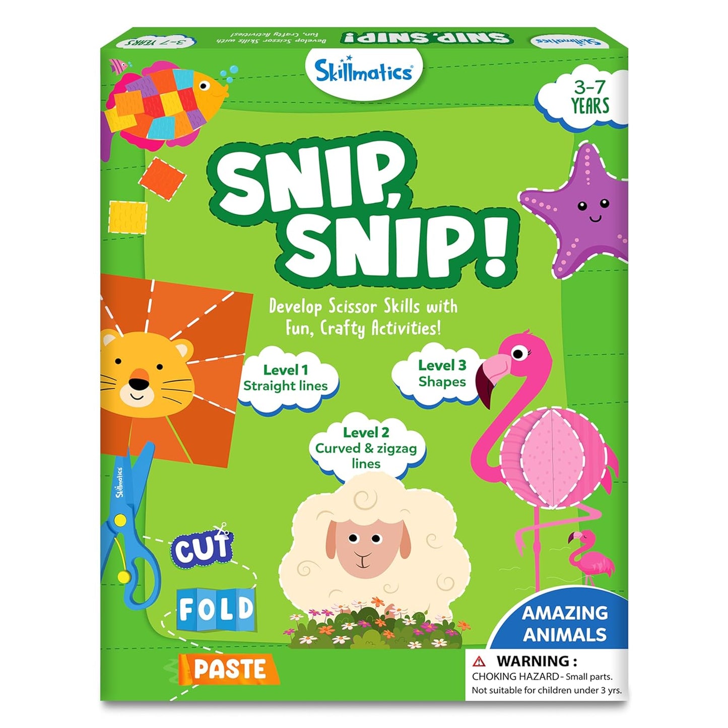 Skillmatics Paper Scissor Activity Book Snip Snip 25 Fun Cutting & Creative Activities for Preschoolers 2 Child-Safe Scissors Fine Motor Skills Craft Kit for Kids Ages 3, 4, 5, 6, 7 Multicolour 2. Animals
