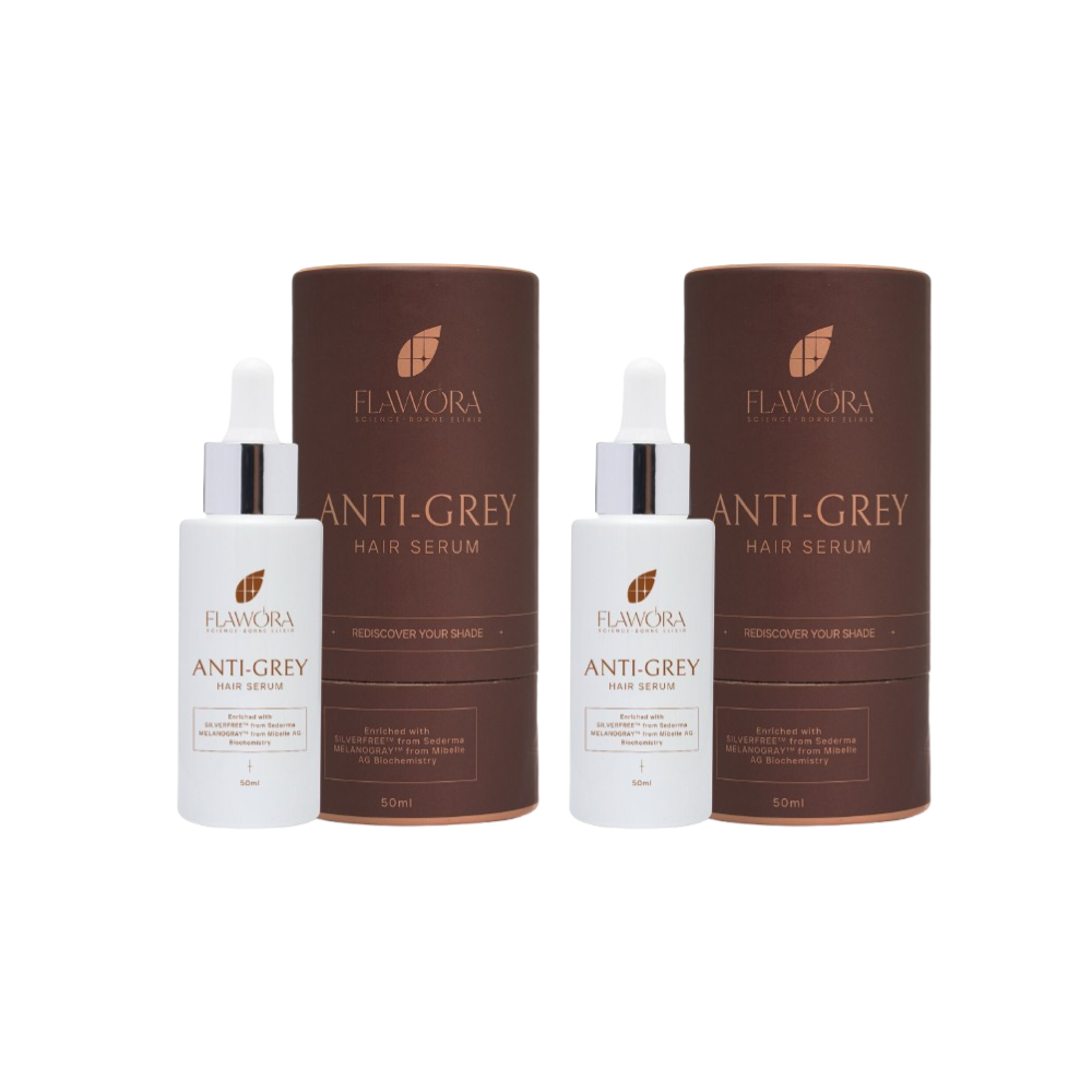 Flawora Anti-Grey Hair Serum With 1.5% Silverfree And 2% Melanogrey For Reversing Grey Hair