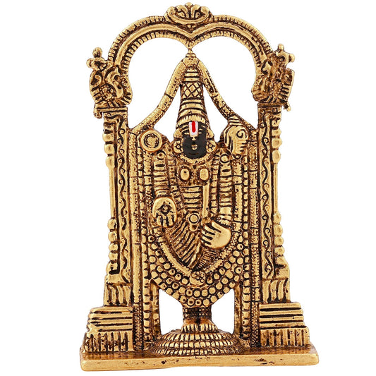 Estele Gold-Polished Lord Tirupati Balaji Idol Showpiece for Pooja Mandir/ Home Decorative
