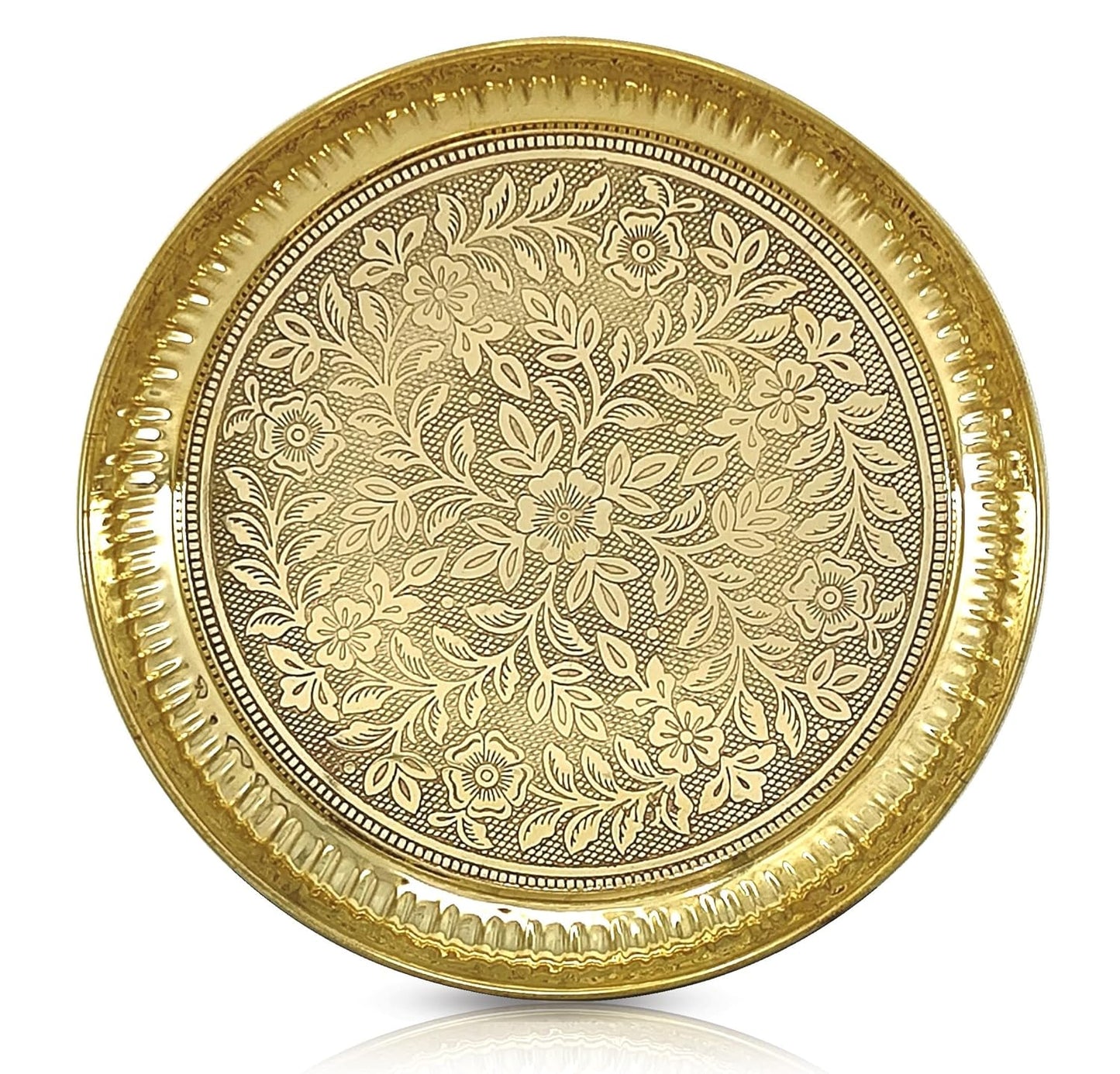 BENGALEN Brass Pooja Plate Puja Thali Very Small 4 Inch Arti Thali Set Traditional Designed Handcrafted Thal for Puja Ghar Home Office Mandir Diwali Weeding Return Gift Items