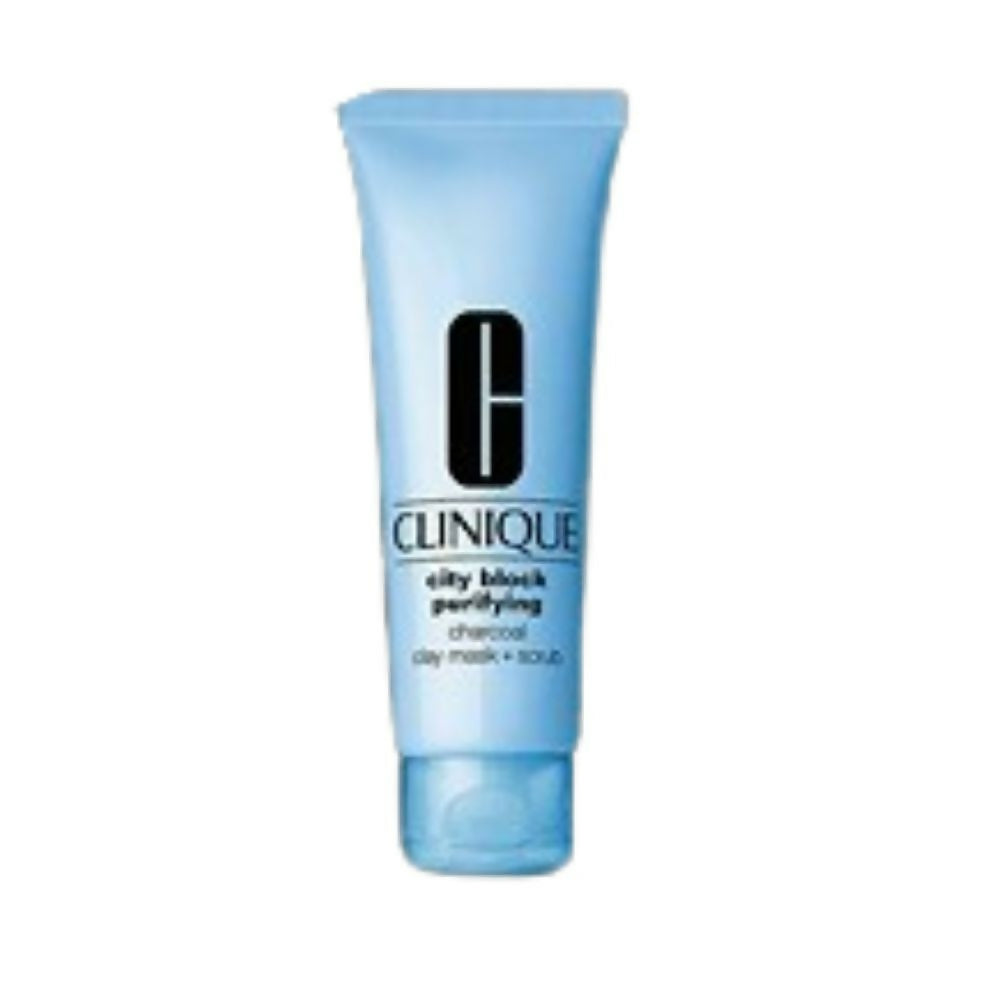 Clinique blue tube on a white background