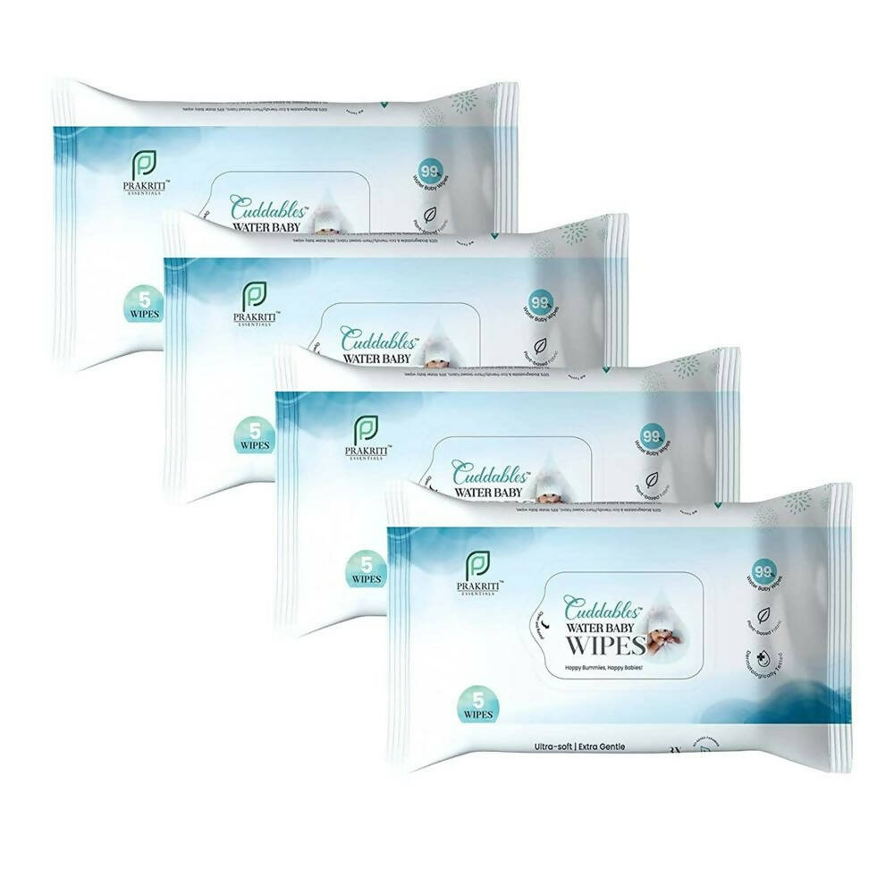Multiple packages of Cuddledles water baby wipes on a white background