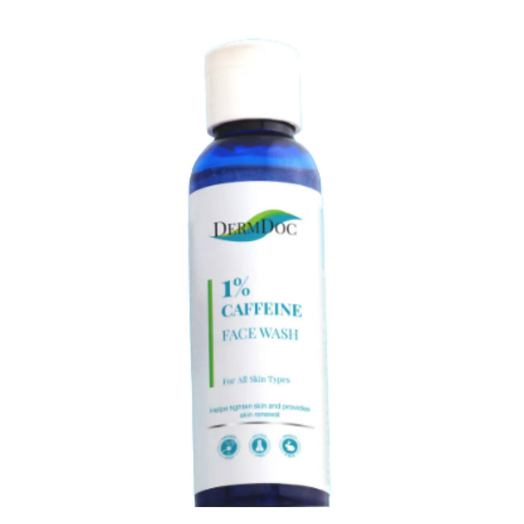 DermDoc caffeine face wash bottle on a white background