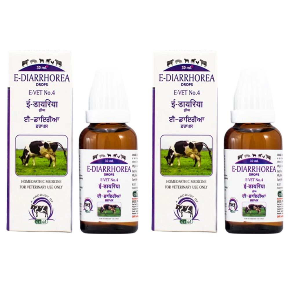 E-Diarrhorea drops with packaging on a white background