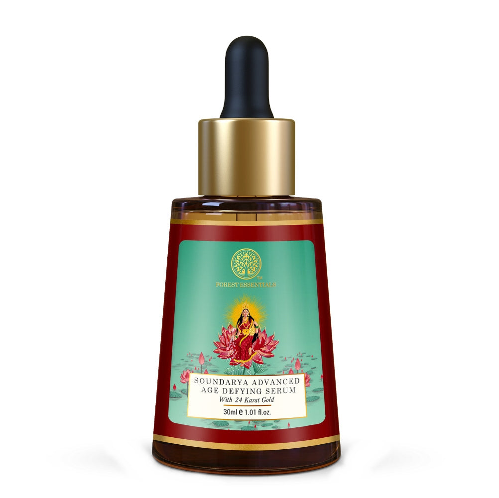 Bottle of Surya Essence Boundrya Advanced Age Defying Serum on a white background