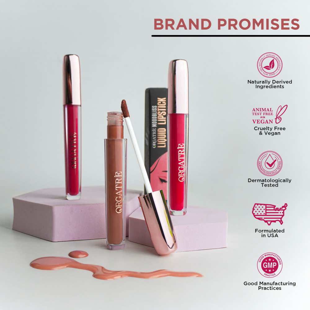 Orgatre Moodbliss Waterproof Glossy Liquid Lipstick - Bricky Queen