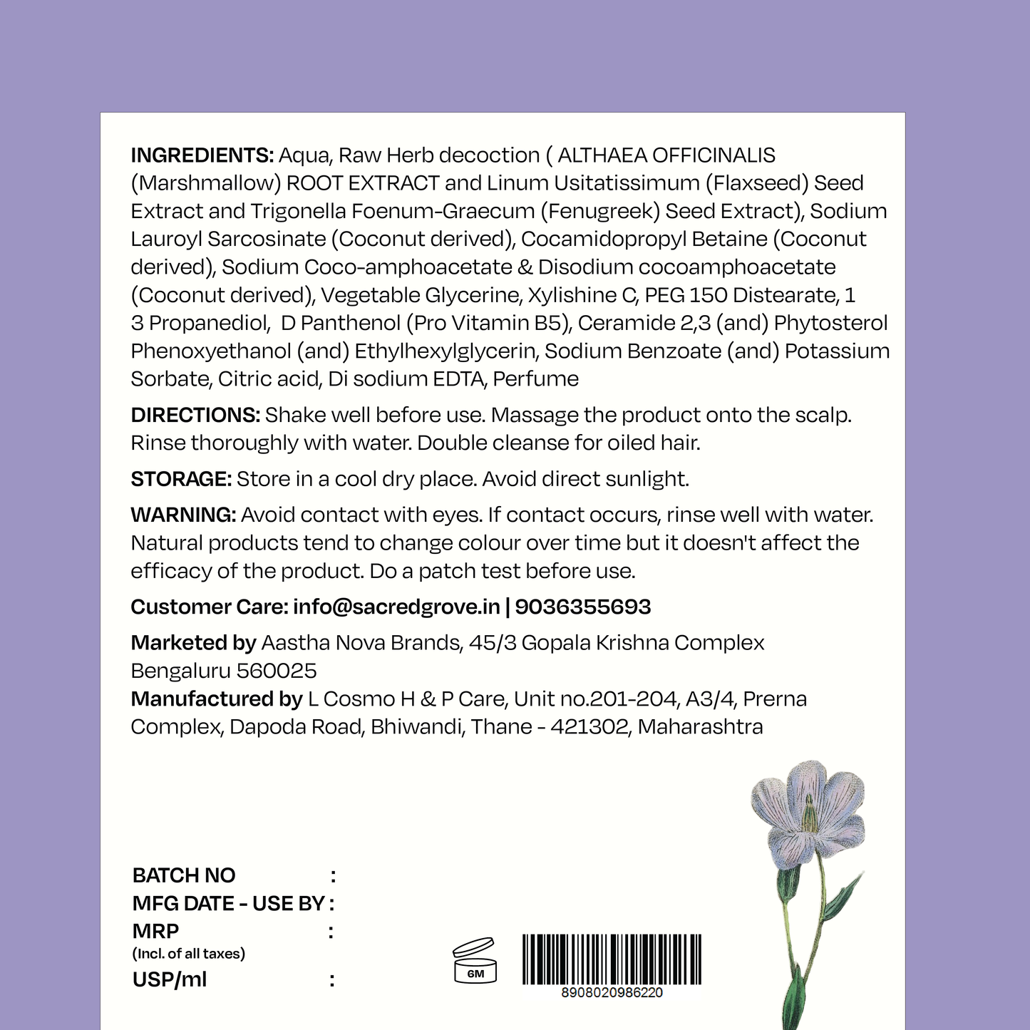 Sacred Grove Marshmallow Root Gentle Hair Shampoo