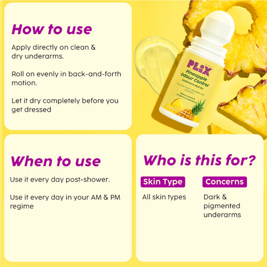 PLIX The Plant Fix Pineapple Odour Control Underarm Roll-On