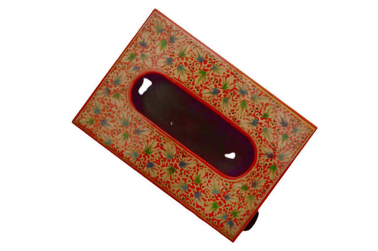 Nizalia Chinar Leaf Embossed Red Paper Mache Tissue Paper Holder - Limited Time Offer