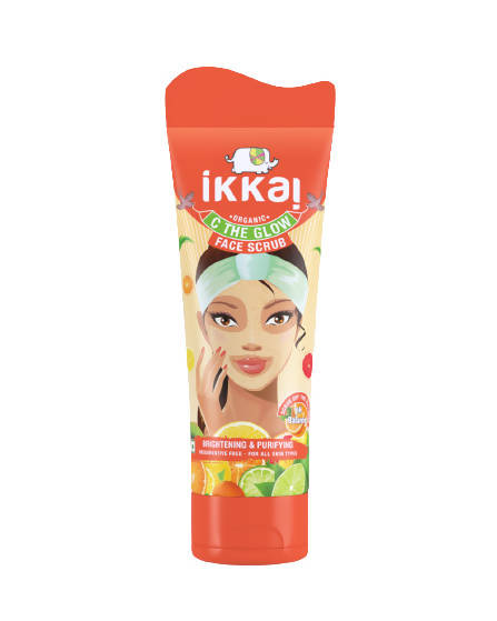 Ikkai face scrub tube with a colorful label on a white background