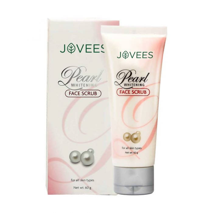 Jovees Pearl Whitening Face Scrub with packaging on a white background