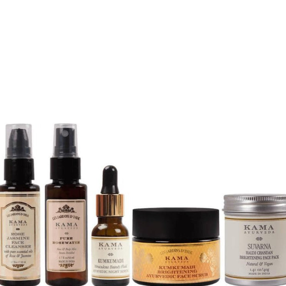 Collection of Kama Ayurveda skincare products on a white background