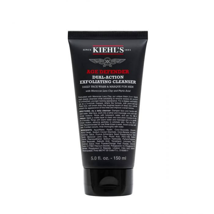 Kiehl's Age Defender Dual-Action Exfoliating Cleanser tube on a white background