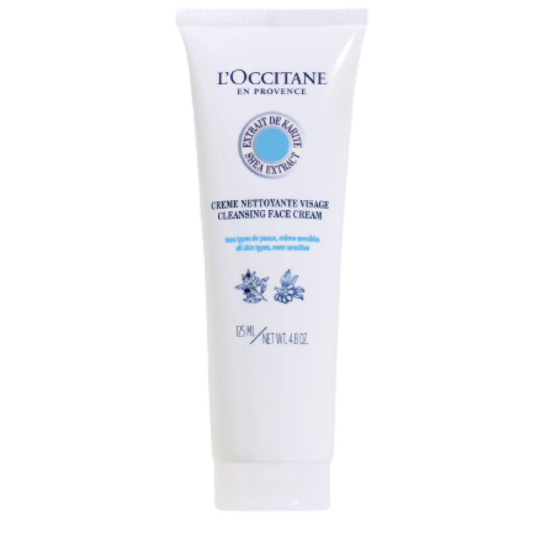 L'Occitane cleansing face cream tube on a white background