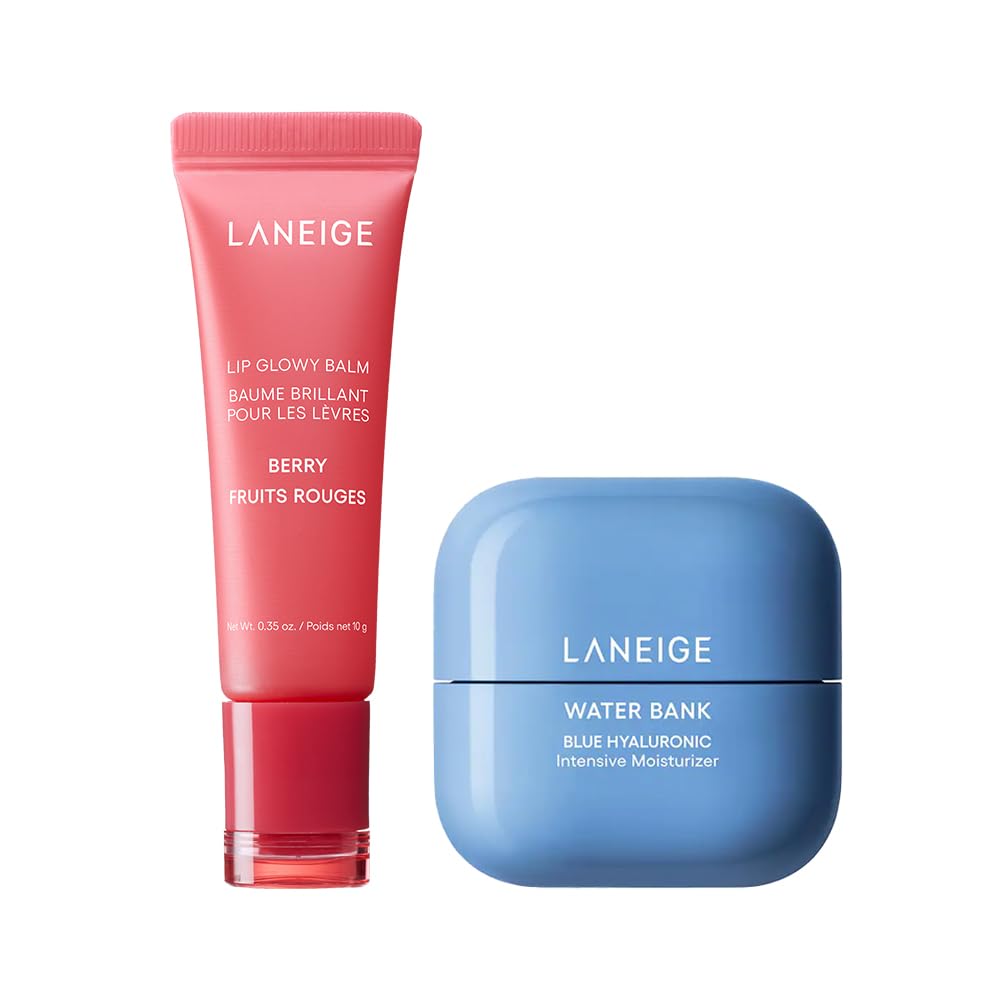 Laneige Combo of 2 including Lip Glowy Balm Berry (10G) and Water Bank Blue Hyaluronic Intensive Moisturizer (20ml)