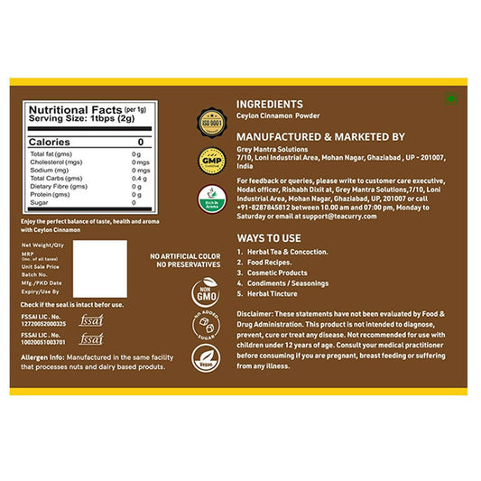 Teacurry Ceylon Cinnamon Powder