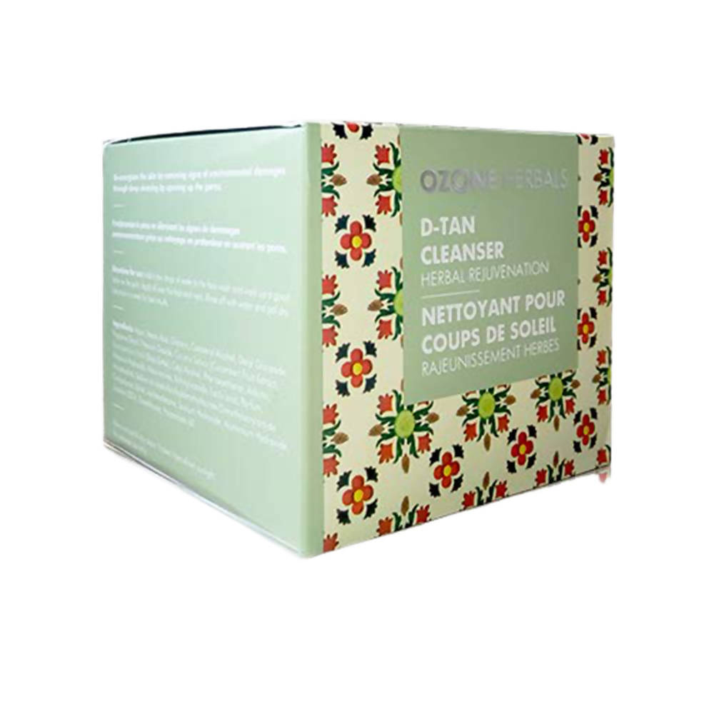 Box of D-Tan Cleanser with floral design on a white background