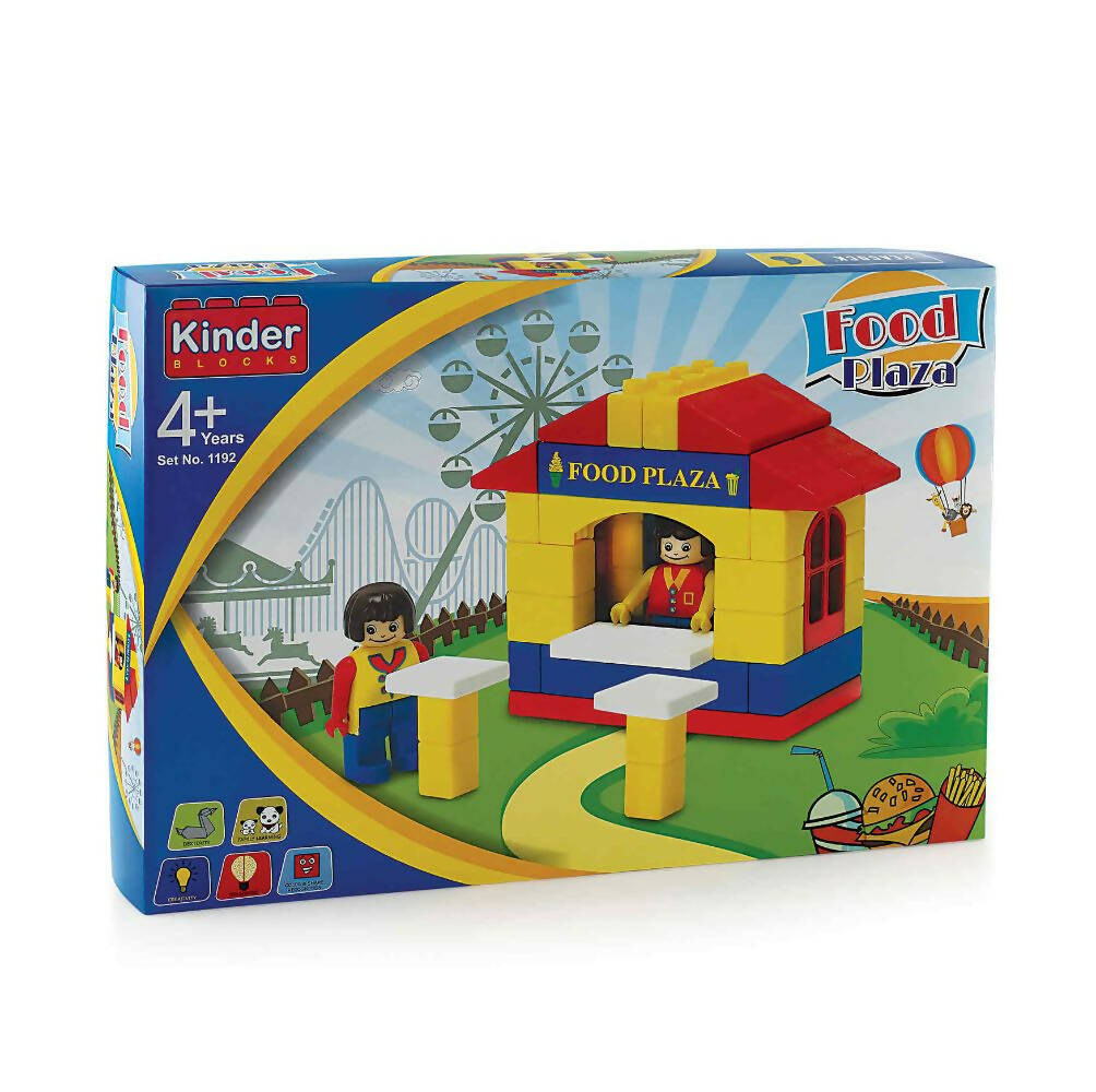 Kinder Surprise toy packaging with a food plaza design on a white background