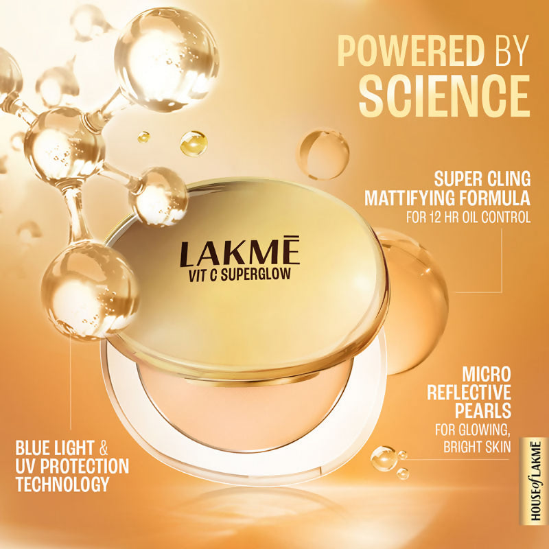 Lakme Vitamin C Superglow Skin Perfecting Compact with 1 % Vit C - Sand