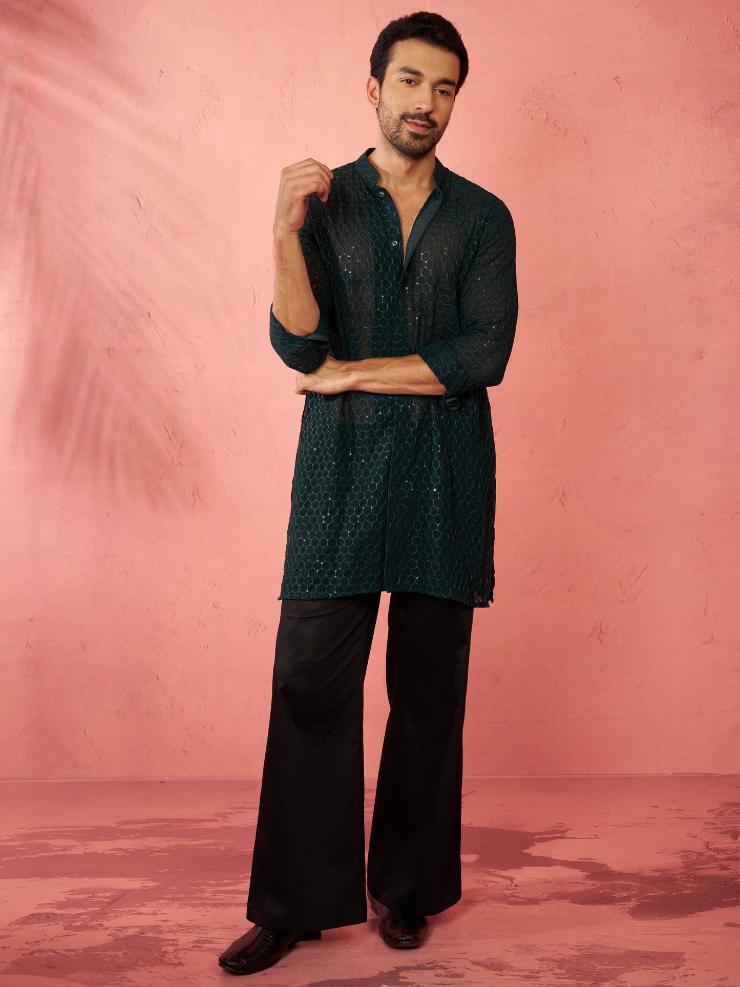 Men's Black Fine Satin Palazzo Pants