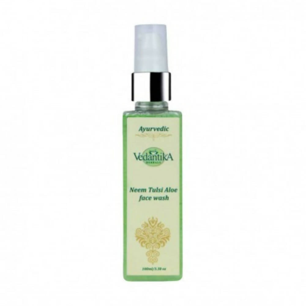 Vedantika Ayurvedic Neem Tulsi Aloe face wash bottle on a white background